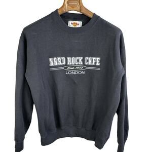 Hard Rock Cafe London Vintage 90s Crew Neck Sweatshirt Size L Black‎